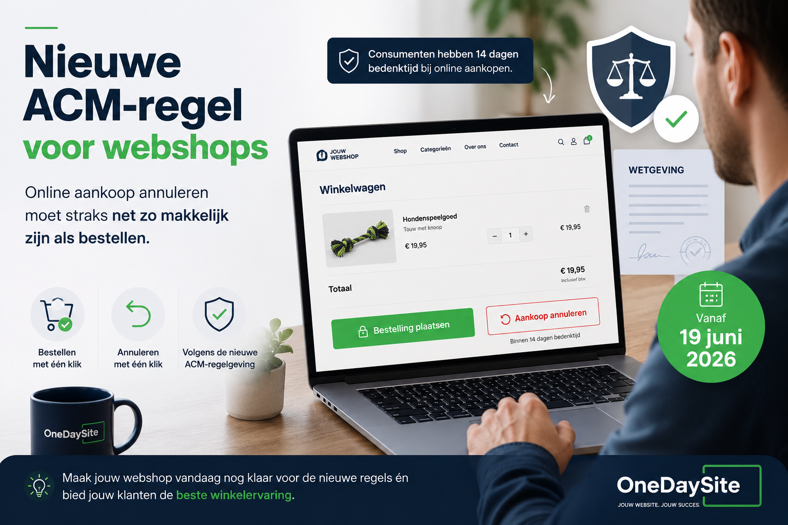 Nieuwe ACM-regel voor webshops: online aankoop annuleren moet net zo makkelijk worden als bestellen | One Day Site