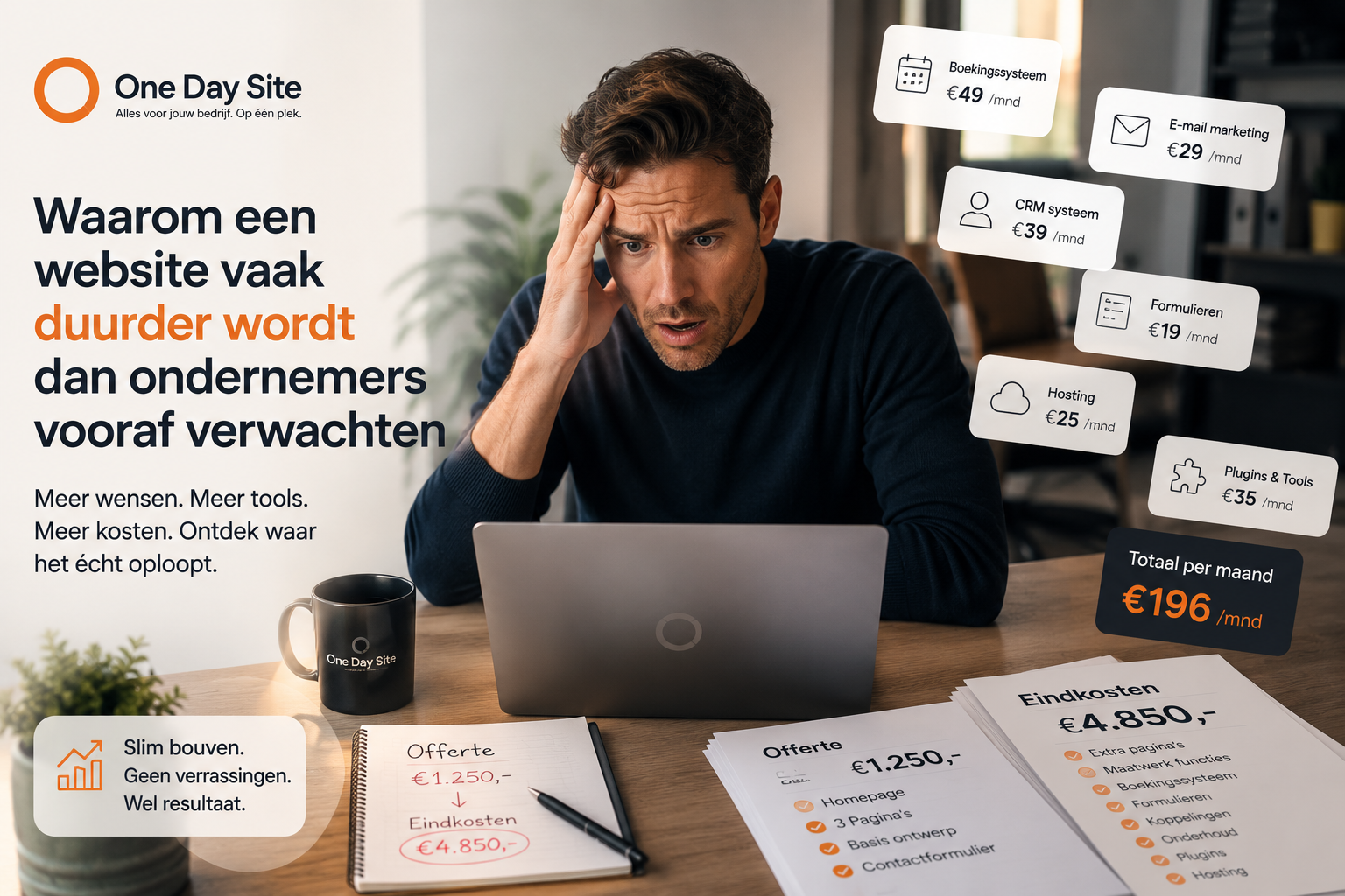 Waarom een website vaak duurder wordt dan ondernemers vooraf verwachten | One Day Site