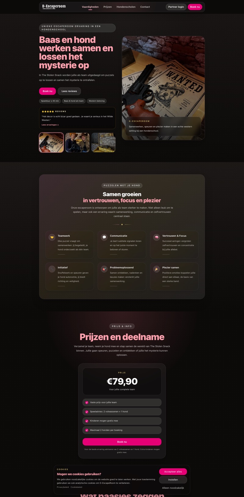 Website van D-EscapeRoom