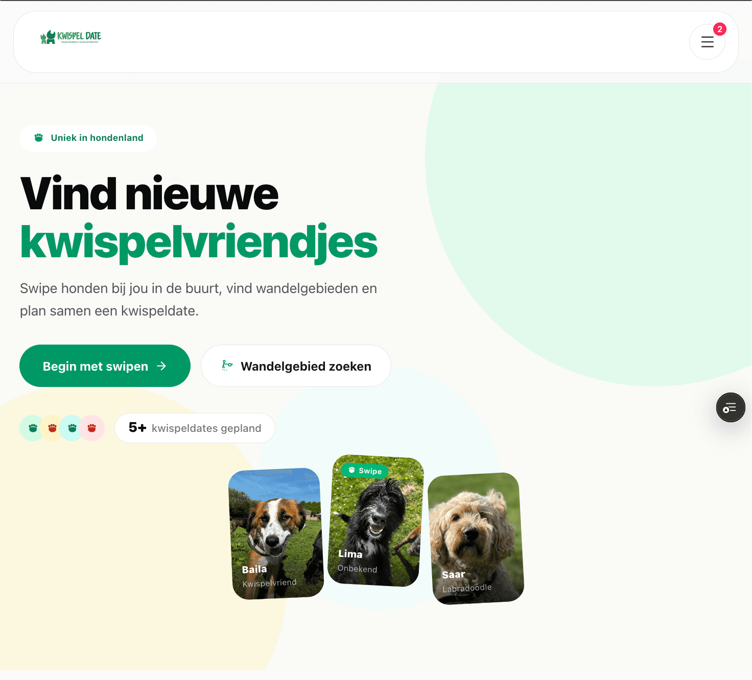 Screenshot van Kwispeldate.nl